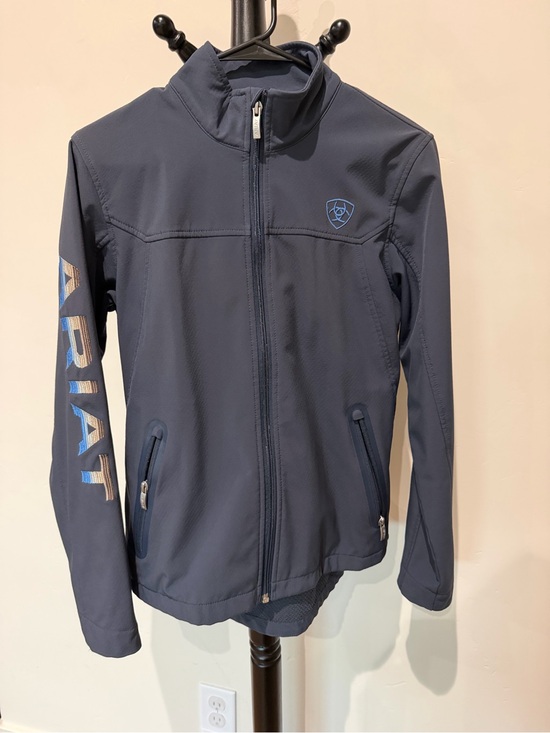 Ariat Jackets & Blazers - Ariat Navy and Light Blue Softshell Jacket with Sleeve Logo